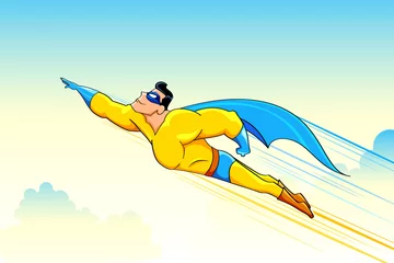 Zelfklevend Fotobehang Vliegende superheld © vectomart
