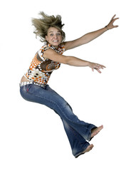 crazy blond falling girl