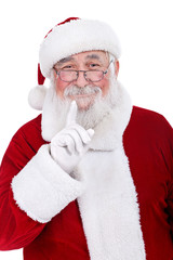 Santa claus have a secret, isolated on white