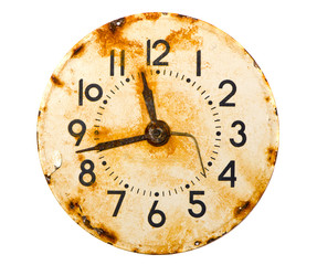 Fototapeta na wymiar rusted and grunge metal clock dial