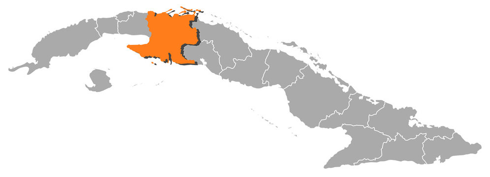 Map of Cuba, Matanzas highlighted
