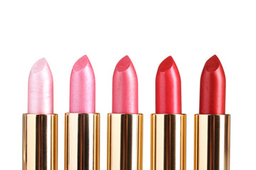 beautiful lipsticks isolated on white