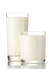 Two glass of milk isolated on white