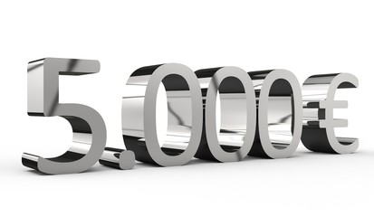 5000 Euro 3d Schrift chrom