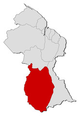 Map of Guyana, Upper Demerara-Berbice highlighted