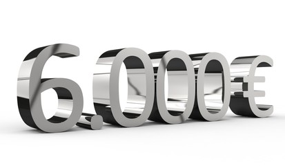 6000 Euro 3d Schrift chrom