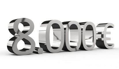 8000 Euro 3d Schrift chrom