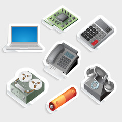 Sticker icon set for devices and technology