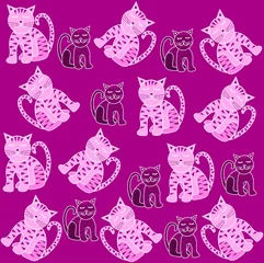 Peel and stick wall murals Cats Cats pattern