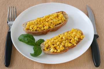 toasts with cut egg