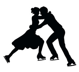 Silhouette Ice Skater Couple Embrace