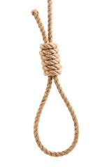 rope with knot for suicide isolated on white background