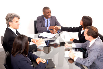 multi-ethnic team during a meeting