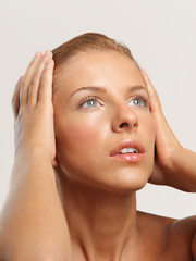 Naklejka premium closeup beauty portrait of young, blonde woman