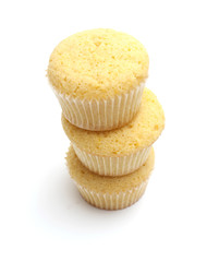 stack of freshly baked lemon cupcakes