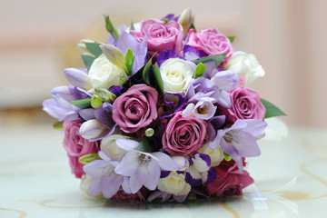 Brides colourful bouquet.