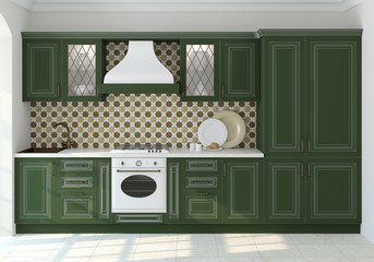 Green classic kitchen.