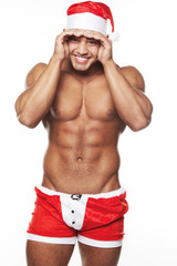 Sexy male posing in xmas costume