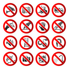 Set icons Prohibited symbols Industrial hazard signs