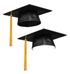 3D render of black graduation cap - obrazy, fototapety, plakaty