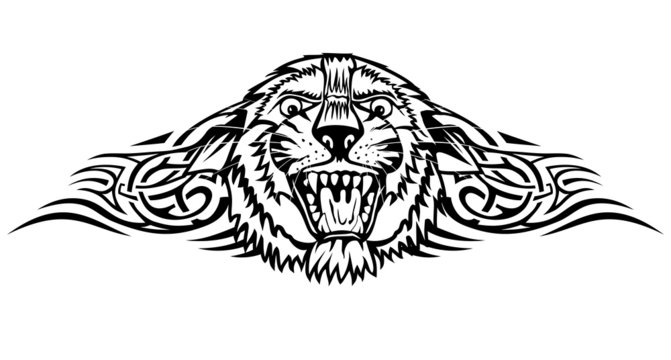 Vector illustration head tiger with patterns