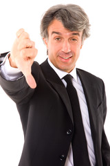 businessman with thumb down