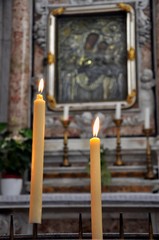 Fototapeta na wymiar candles in church