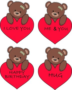 cute bears with hearts