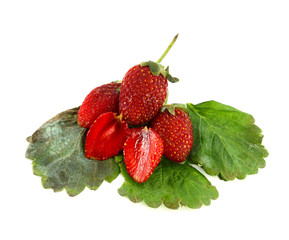 fresh strawberry and two halves