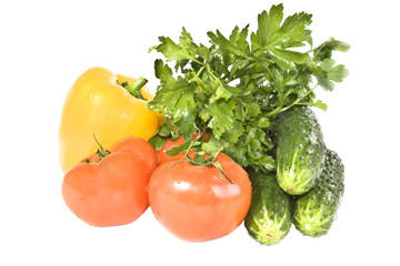 Vegetables on a white background.