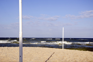 volleyball pole on the beach