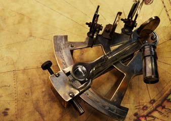 Sextant on an old map