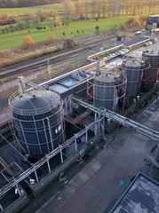 Industrial storage tanks in a power station