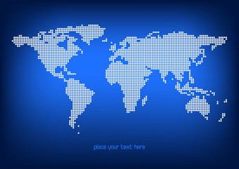 Fototapeta na wymiar World map made by dots.