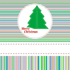 Colorful vector illustration with decorated green Christmas tree