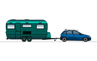 Caravan or camper van, vector