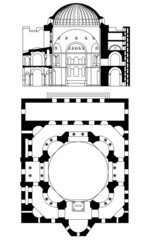 church floor plan and intersection, vector
