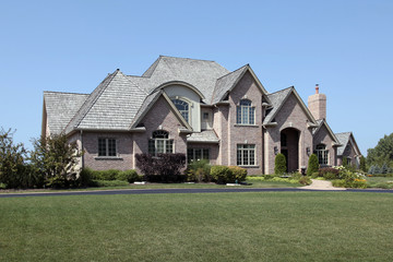 Brick home with arched entry