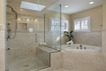 Master bath with glass shower