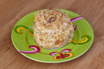 Close view of puff pastry with cream - Napoleon