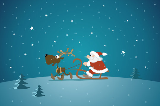 Der Weihnachtsmann mit dem Schlitten, Illustration