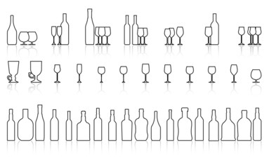 glass and bottle set, vector