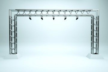 a concert stage with metal frame