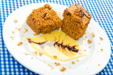 Sweet cake dessert in the plate