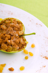 Tasty raisins in the apples