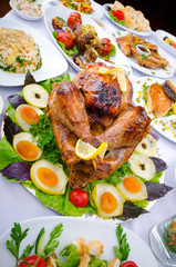 Table served with tasty meals