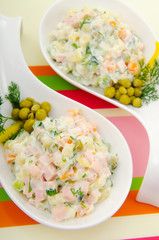 Delicious salad in the plate