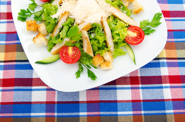 Ceasar salad in the plate