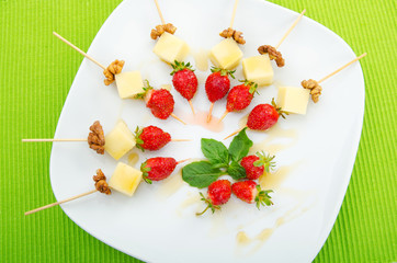 Fruit dessert in the plate