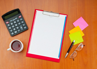 Desk top with many items